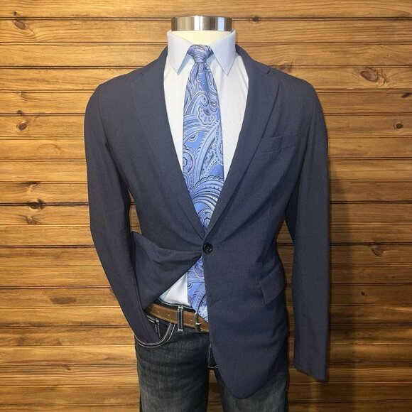 J CREW Thompson Blazer Sport Coat 2 Button Casual Jacket Size 38R Navy Suit - Picture 1 of 8